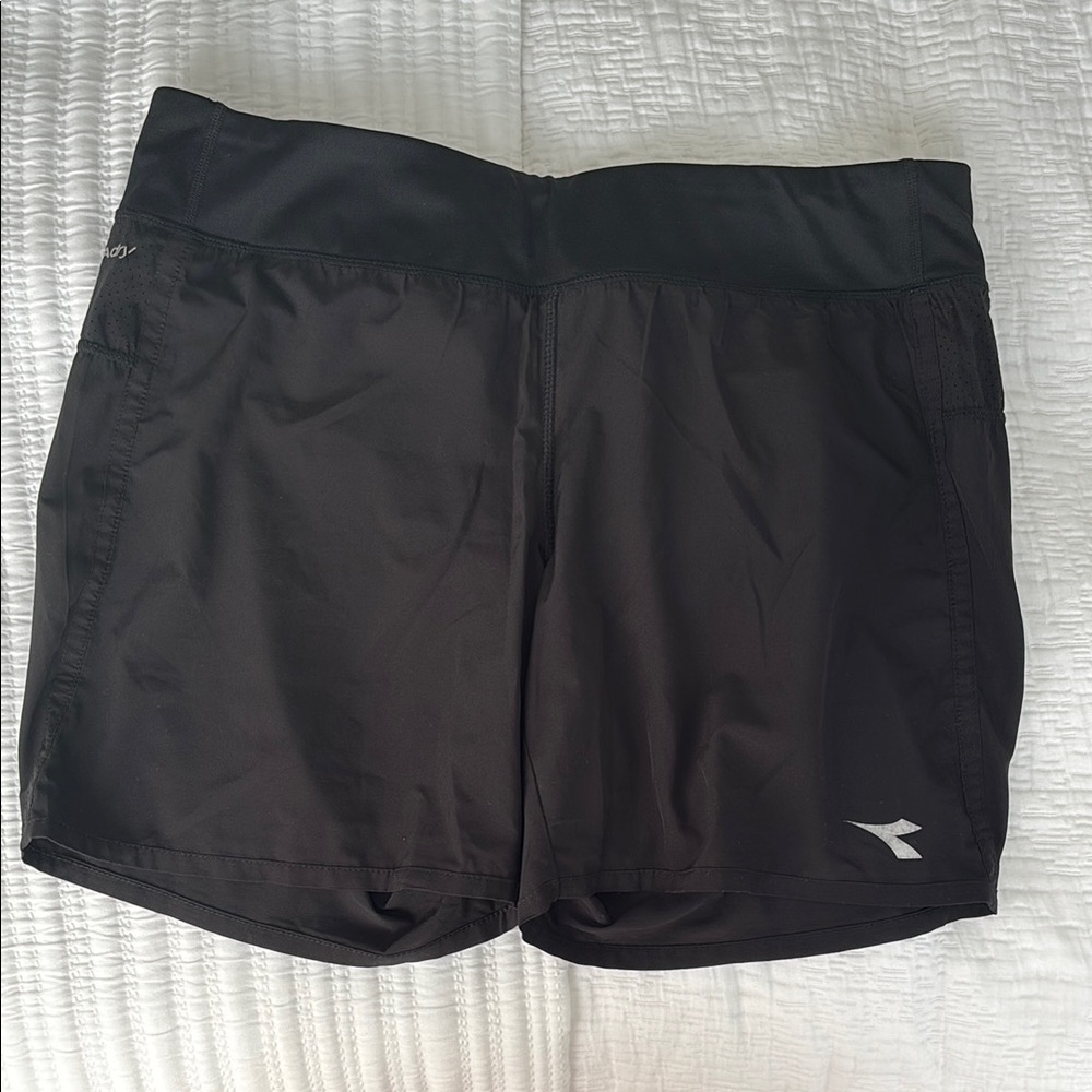 Diadora Black Athletic Shorts Lightweight Performance Fit